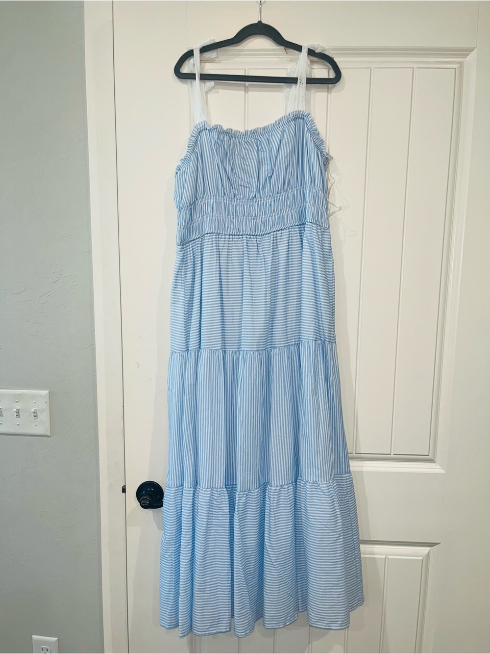 Francesca's Collections Blue and White Striped Maxi Dress